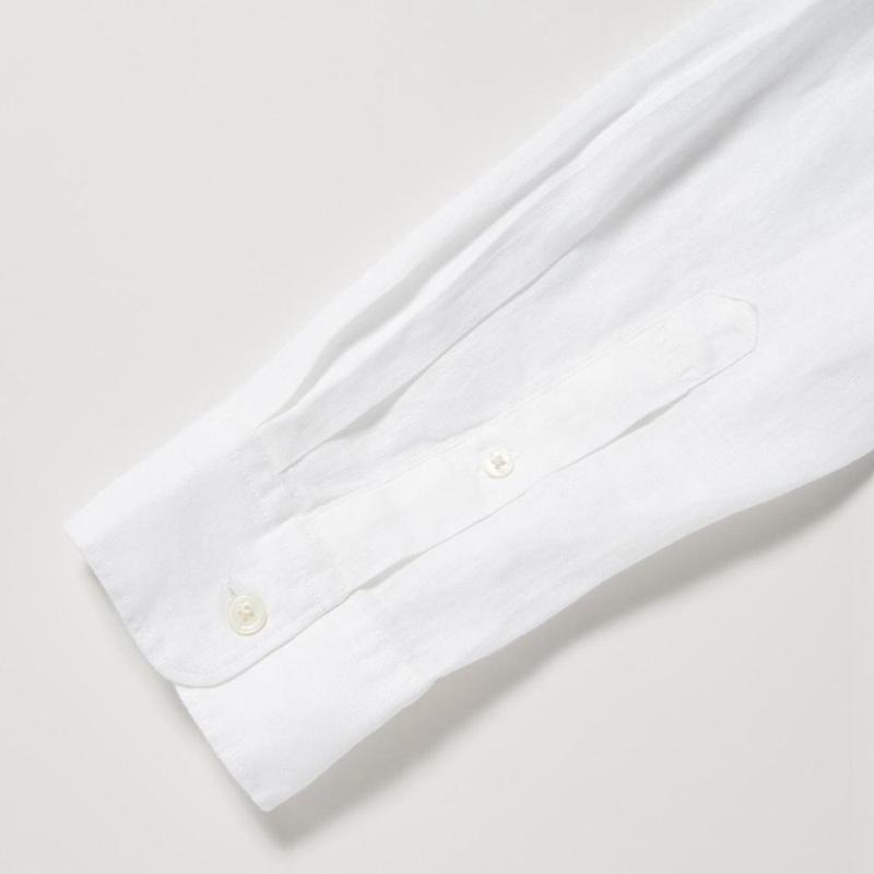 Uniqlo Premium Linen (Grandad Collar) Men Shirts White  US |  FVMZ-46298