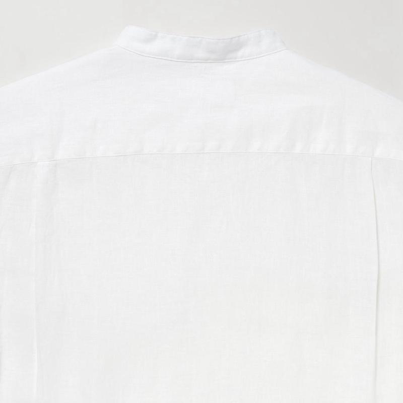 Uniqlo Premium Linen (Grandad Collar) Men Shirts White  US |  FVMZ-46298