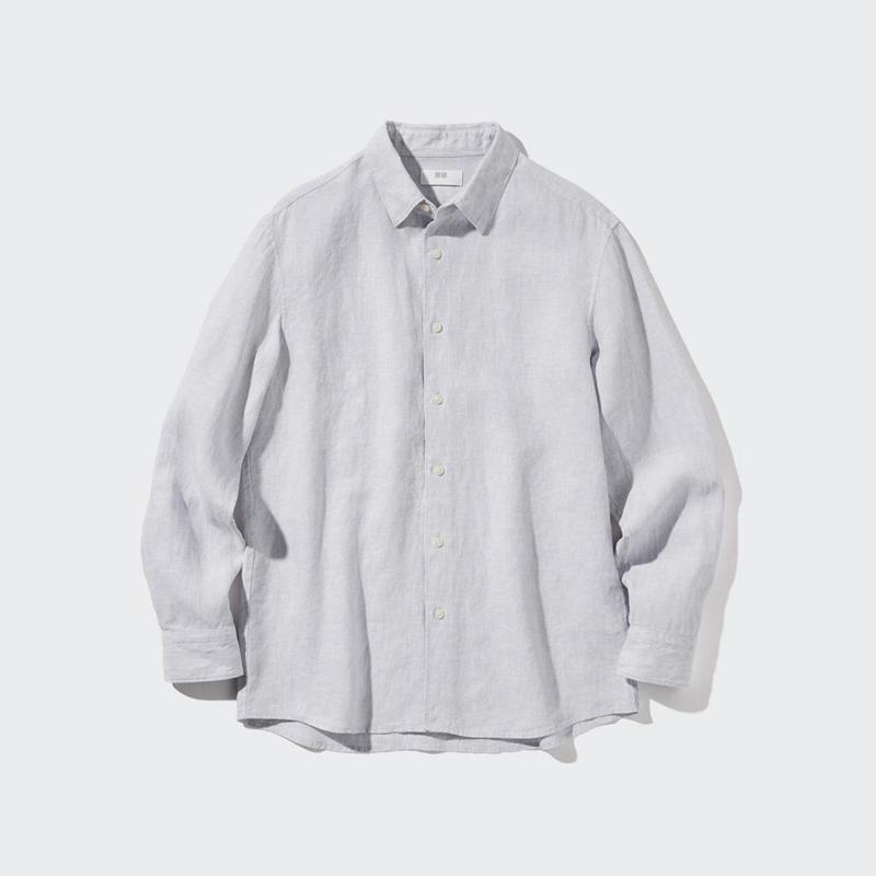 Uniqlo Premium Linen Men Shirts Beige  US |  NOIZ-79165