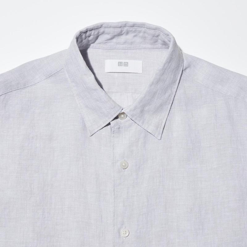 Uniqlo Premium Linen Men Shirts Blue  US |  TDVQ-72034