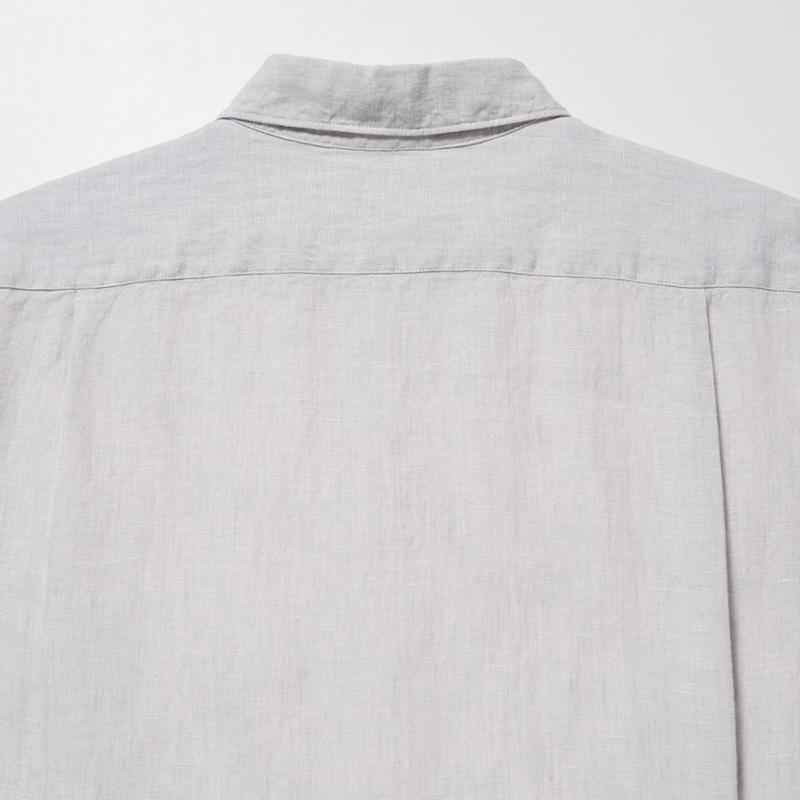 Uniqlo Premium Linen Men Shirts Grey  US |  DAMP-47019