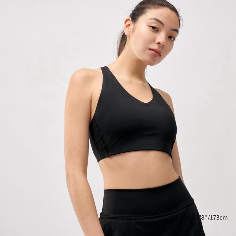 Uniqlo Racer Back Wireless Active Women Bras Black  US |  ZOHM-58134