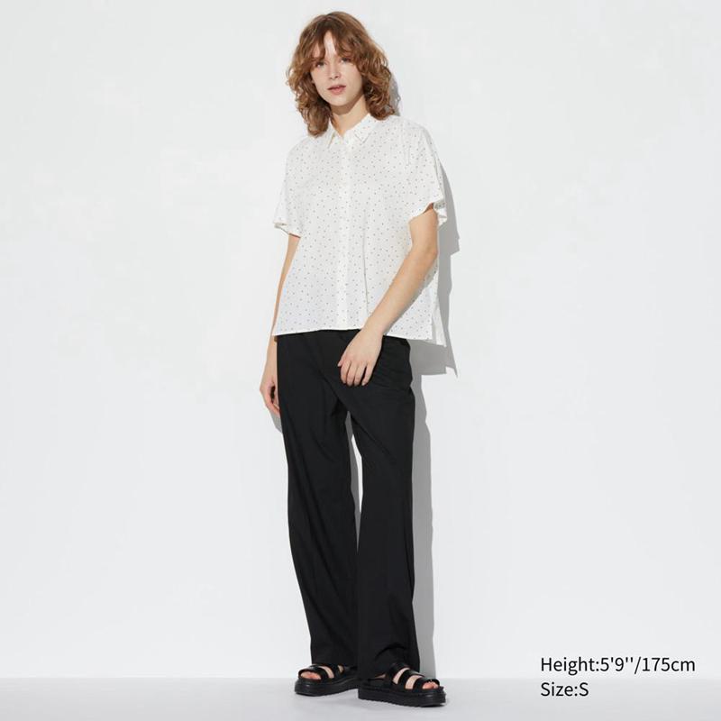 Uniqlo Rayon (Print) Women Blouse Off White  US |  KWFS-85061