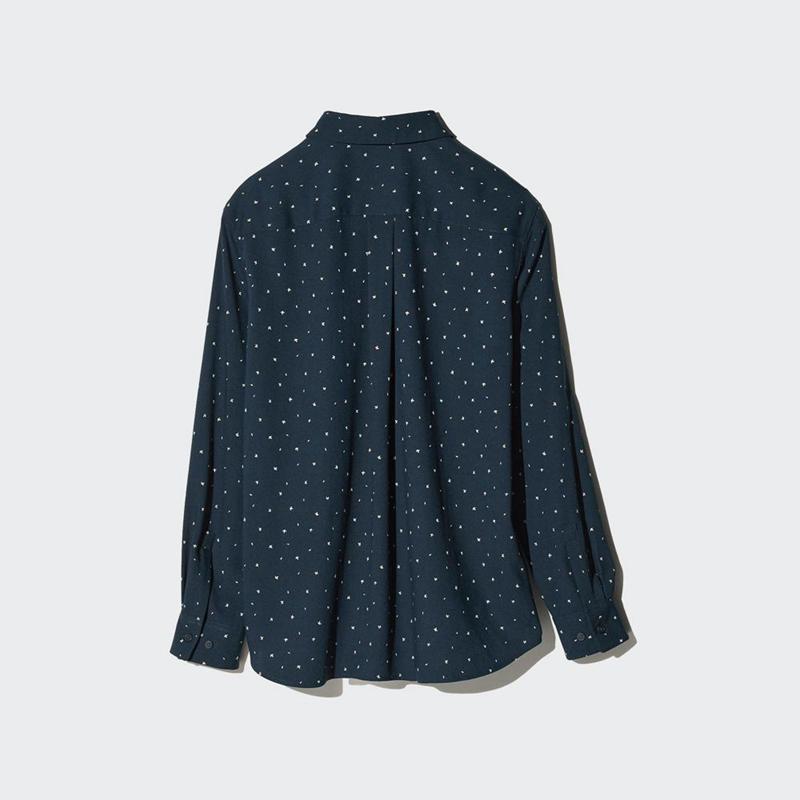 Uniqlo Rayon (Printed) Women Blouse Navy  US |  OJRI-10235