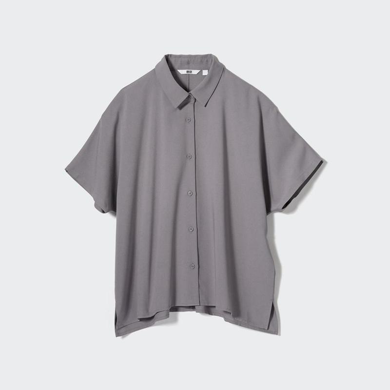 Uniqlo Rayon Women Blouse Grey  US |  YHEQ-84913