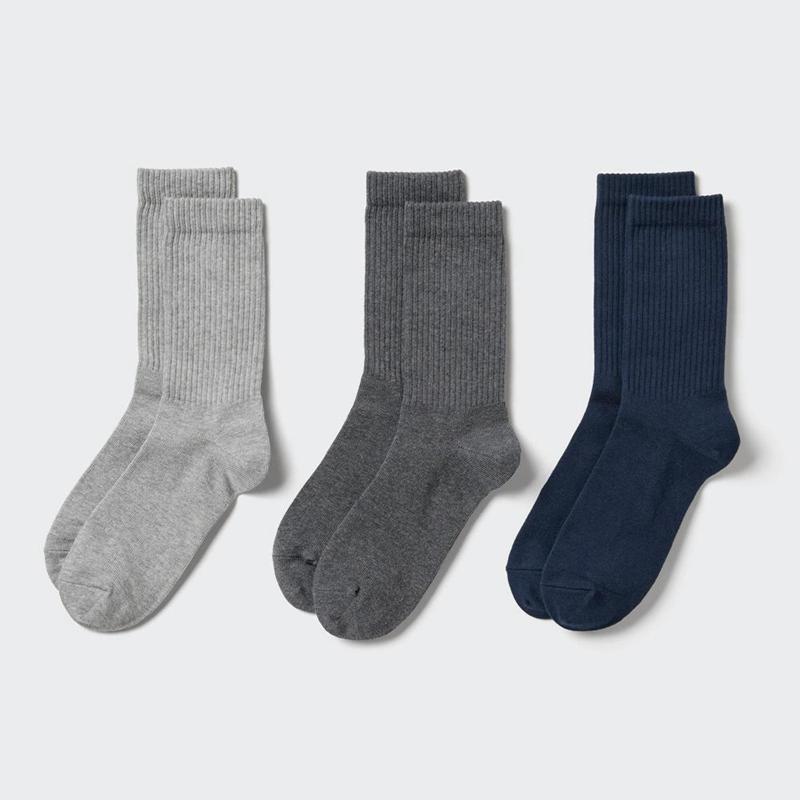 Uniqlo (Ribbed, 3 Pairs) Women Socks Tights Grey  US |  ZCUW-34012