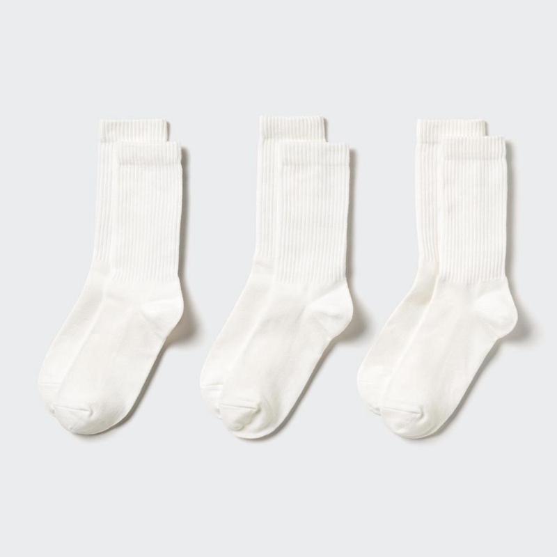 Uniqlo (Ribbed, 3 Pairs) Women Socks Tights White  US |  LQYT-42718