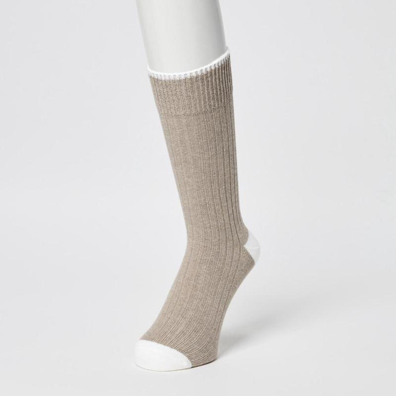 Uniqlo (Ribbed, Colour Block) Men Socks Black  US |  WFDL-12698