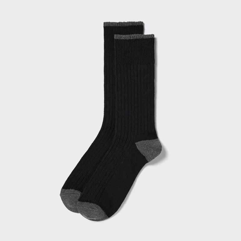 Uniqlo (Ribbed, Colour Block) Men Socks Black  US |  WFDL-12698