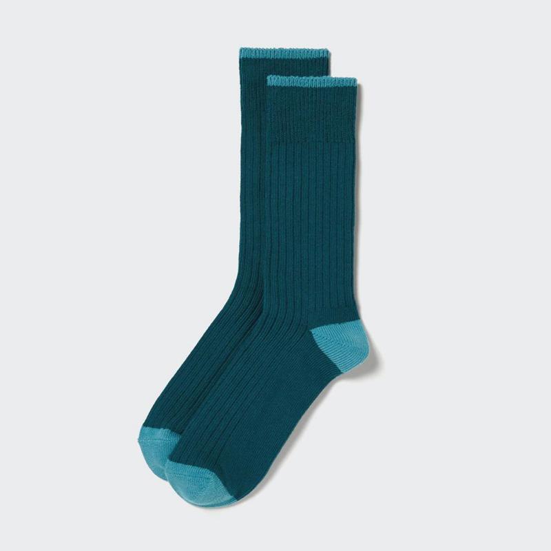 Uniqlo (Ribbed, Colour Block) Men Socks Green  US |  KELO-46057