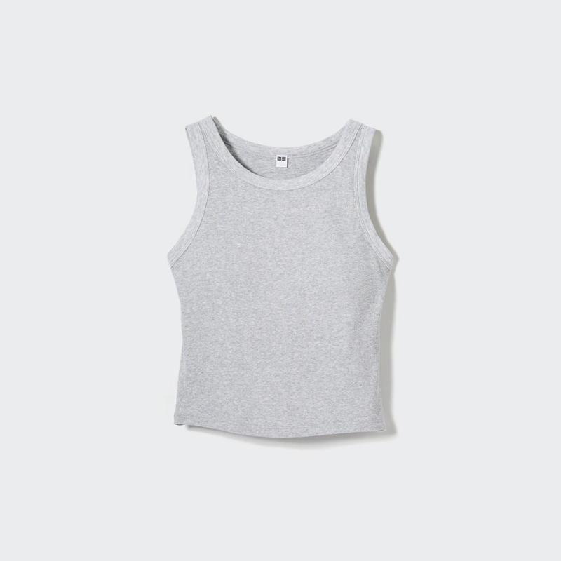 Uniqlo Ribbed Cropped Fit Women Tank Tops Blue  US |  GKSV-63270