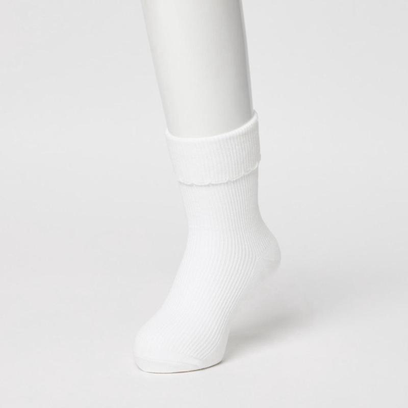 Uniqlo (Ribbed, Mellow Stitch, 3 Pairs) Kids' Socks White  US |  TWQH-30674