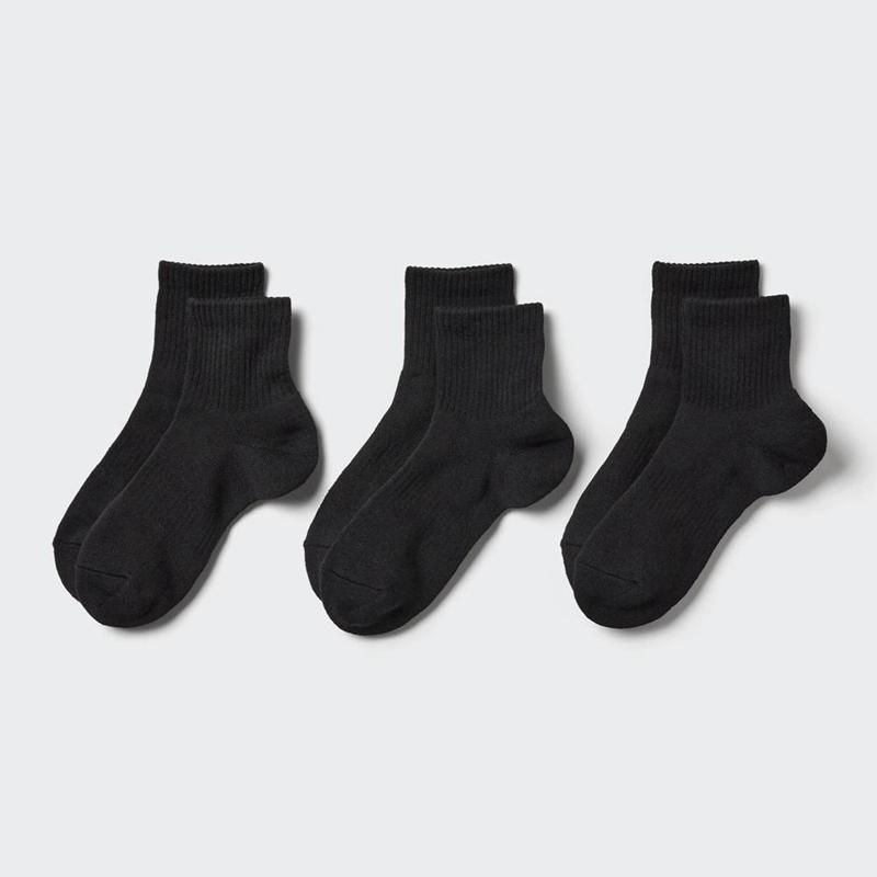 Uniqlo (Ribbed Pile, 3 Pairs) Women Socks Tights Black  US |  GPLJ-82935