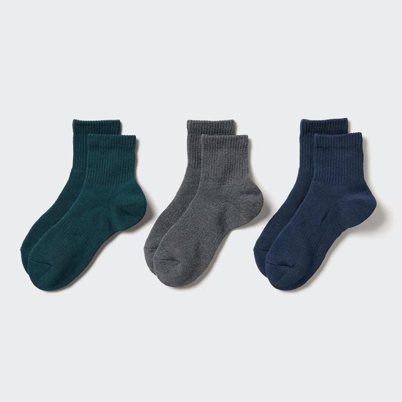 Uniqlo (Ribbed Pile, 3 Pairs) Women Socks Tights Dark Green  US |  UFZK-75360