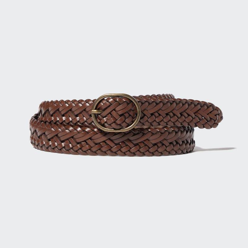 Uniqlo Round Buckle Mesh Leather Women Belt Brown  US |  ZNBM-59384