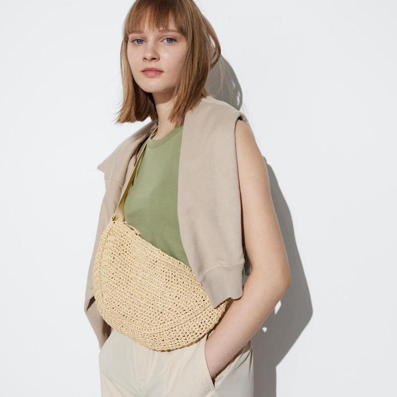 Uniqlo Round Mini Crochet Women Bag Natural  US |  VFQO-07189