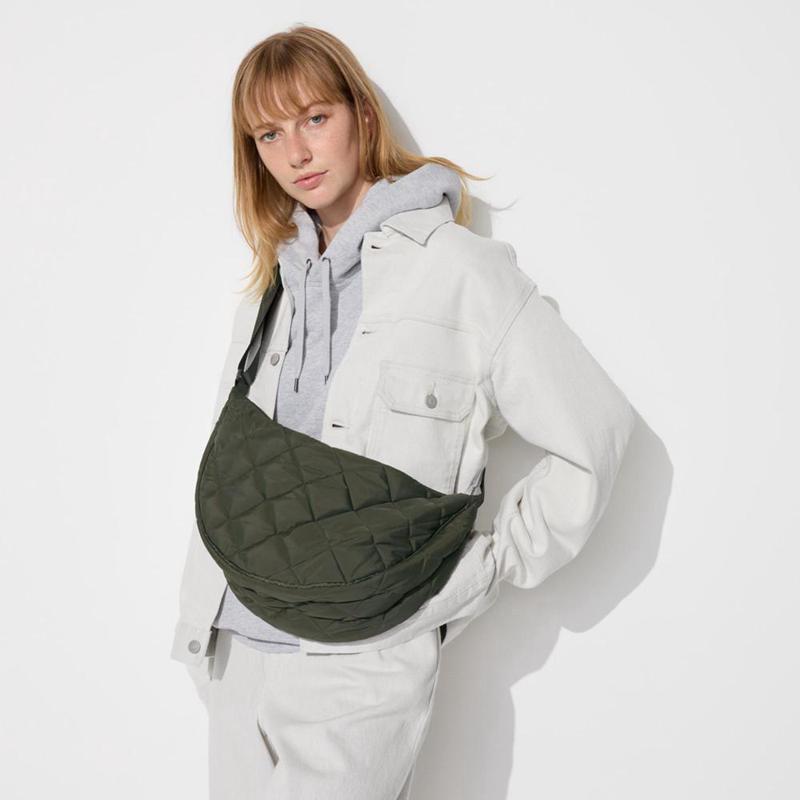 Uniqlo Round (Quilted) Men Shoulder Bag Olive  US |  TZIK-56317