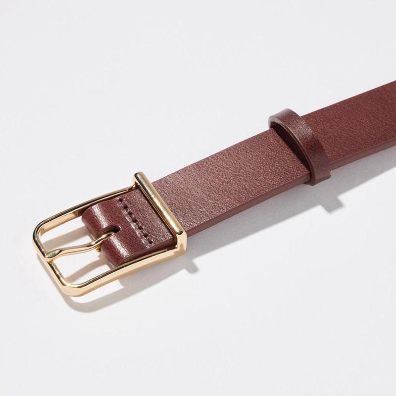 Uniqlo Rounded Square Buckle Women Belt Brown  US |  UMBE-13956