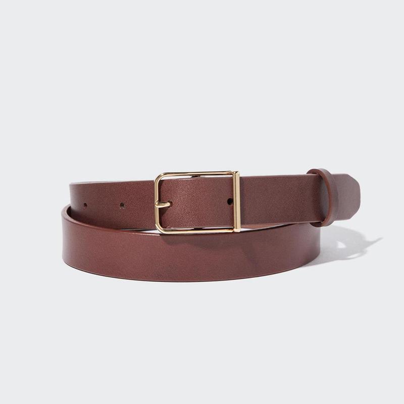 Uniqlo Rounded Square Buckle Women Belt Brown  US |  UMBE-13956