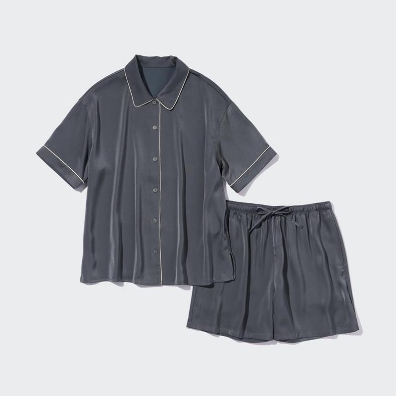 Uniqlo Satin (Short Sleeve) Women Pyjamas Grey  US |  NCRJ-67012