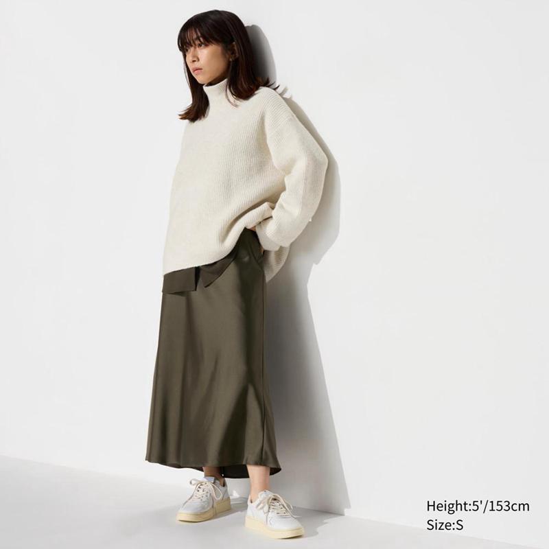 Uniqlo Satin (Short) Women Skirts Olive  US |  ESUB-65329