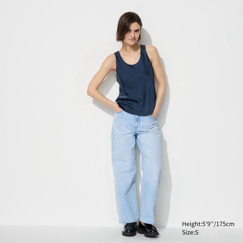 Uniqlo Satin (Sleeveless) Women Blouse Navy  US |  CWVS-31625