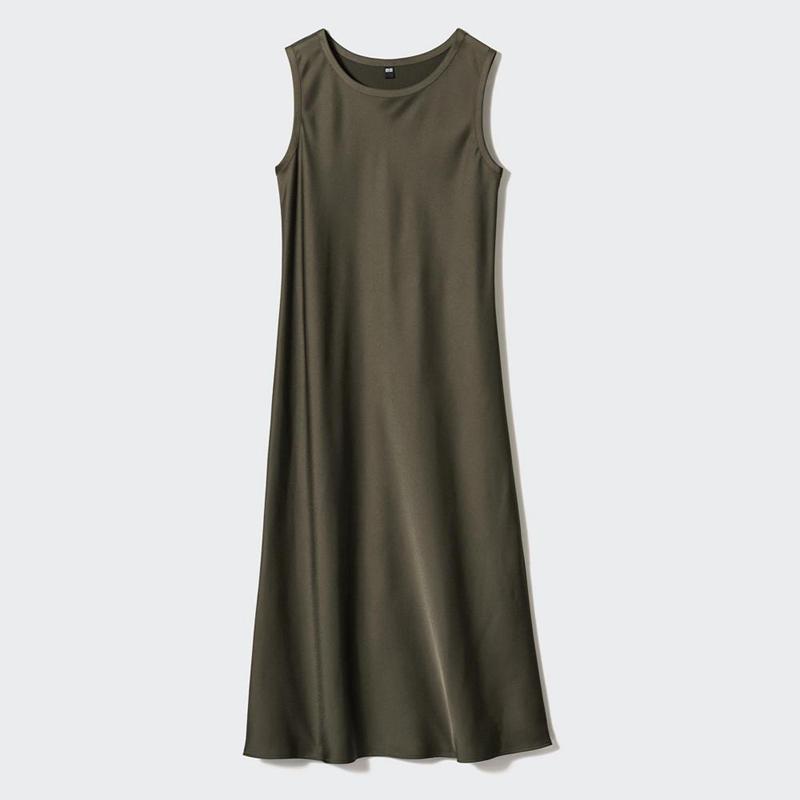 Uniqlo Satin (Sleeveless) Women Dress Black  US |  ILVJ-47105