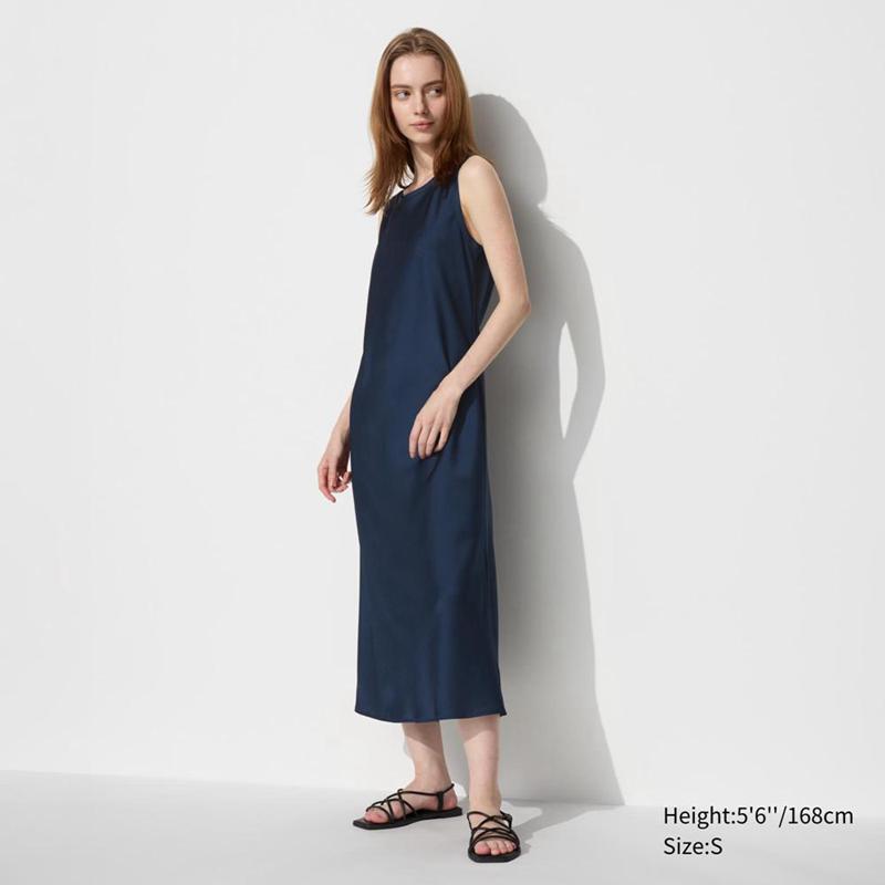 Uniqlo Satin (Sleeveless) Women Dress Navy  US |  ZHQN-41270