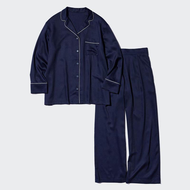 Uniqlo Satin Women Pyjamas Navy  US |  VQMI-13406