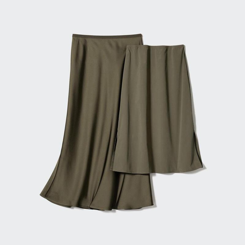 Uniqlo Satin Women Skirts Black  US |  AXMH-71859