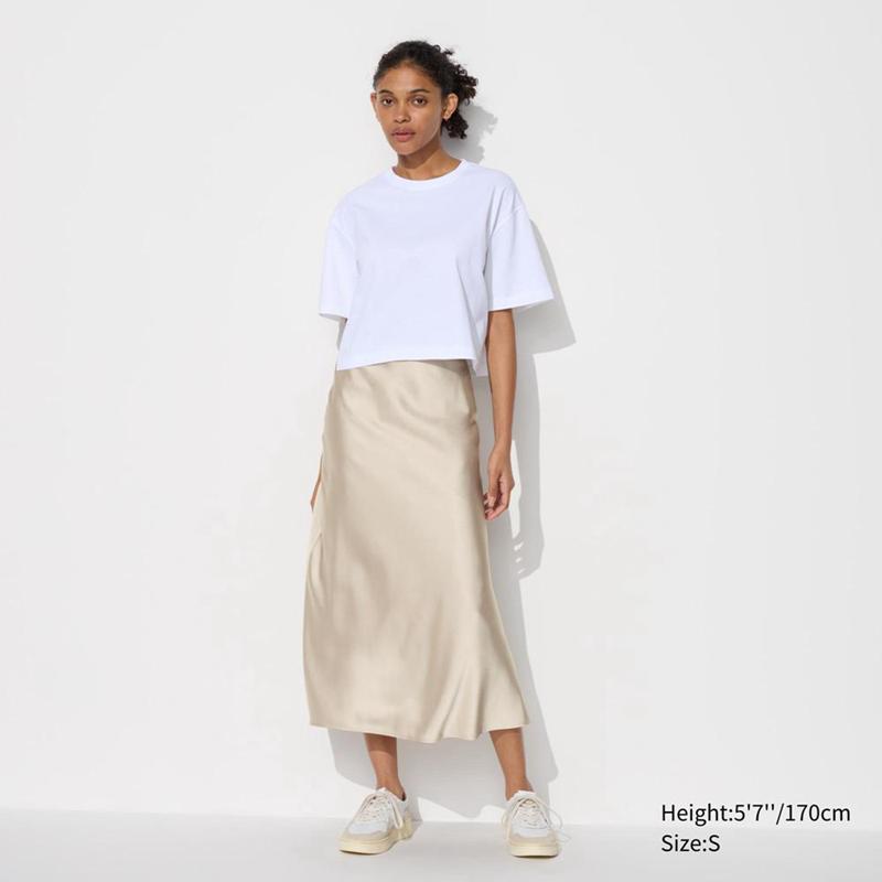 Uniqlo Satin Women Skirts Black  US |  AXMH-71859