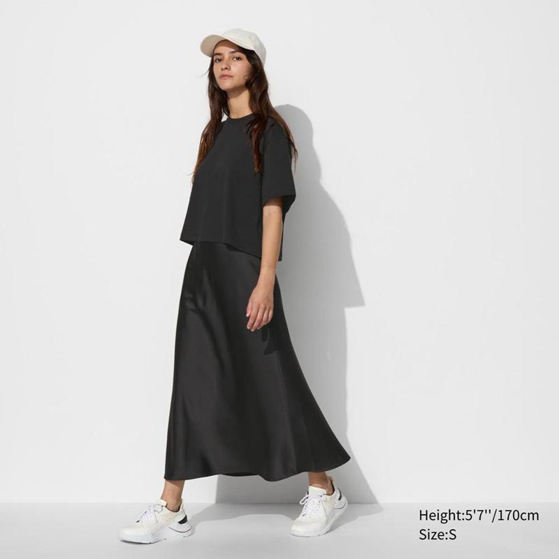 Uniqlo Satin Women Skirts Black  US |  AXMH-71859