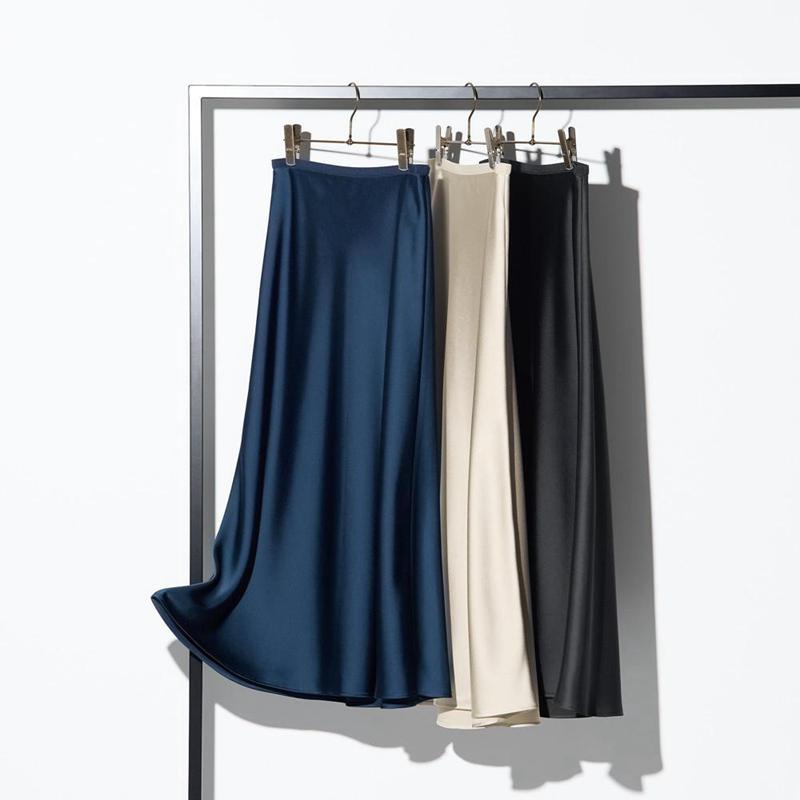 Uniqlo Satin Women Skirts Black  US |  AXMH-71859