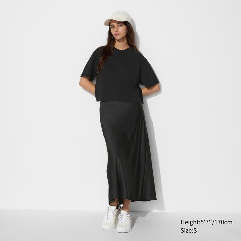 Uniqlo Satin Women Skirts Black  US |  AXMH-71859