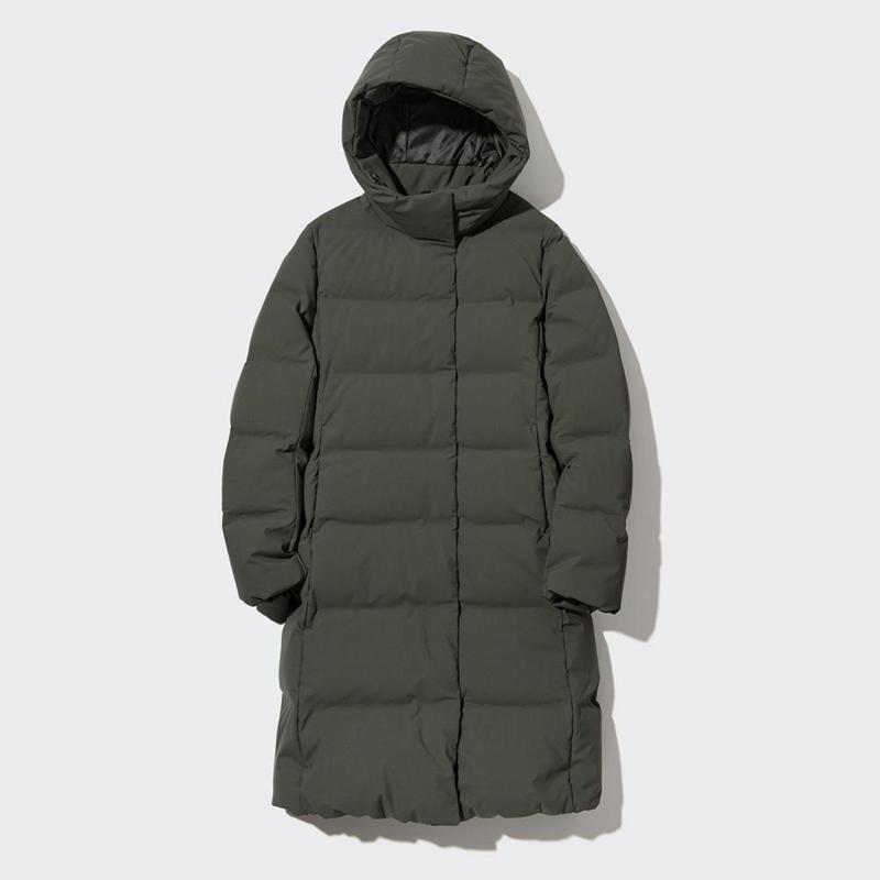 Uniqlo Seamless Down Long Women Coats Dark Green  US |  DKXR-06928