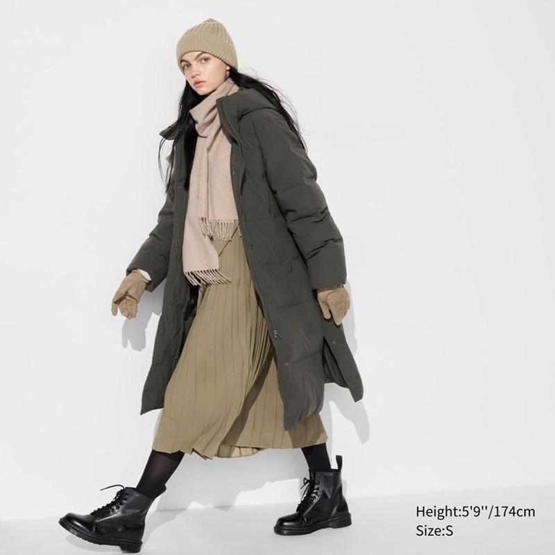 Uniqlo Seamless Down Long Women Coats Light Grey  US |  VNJS-01935