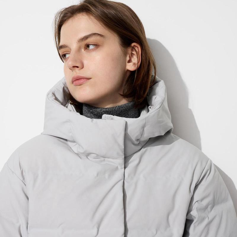 Uniqlo Seamless Down Short Women Coats Light Grey  US |  MLJQ-21865