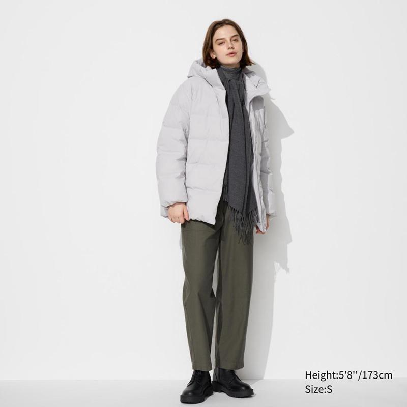 Uniqlo Seamless Down Short Women Coats Light Grey  US |  EKDV-51706