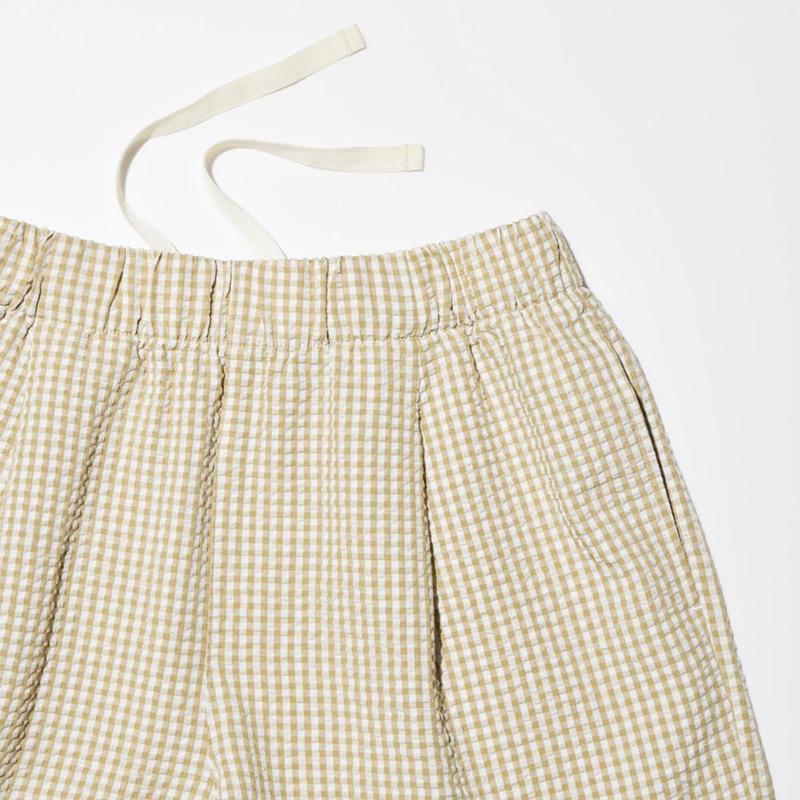 Uniqlo Seersucker Easy (Gingham) Women Shorts Blue  US |  DEWL-83429