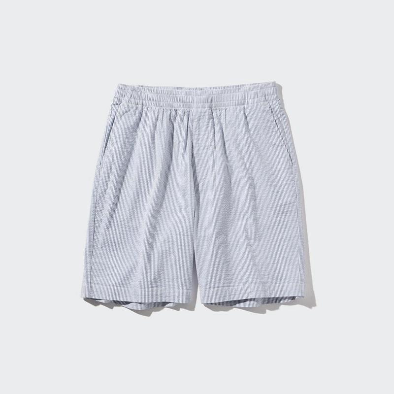 Uniqlo Seersucker Stretch Easy Men Shorts Navy  US |  QARK-56392