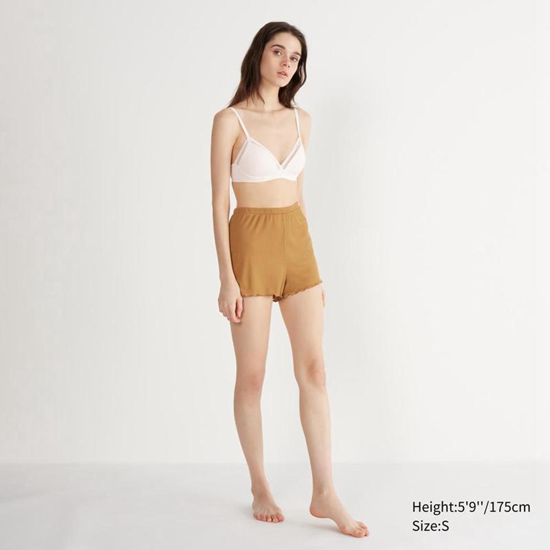 Uniqlo Sheer Lounge Women Shorts Brown  US |  TXGQ-20465