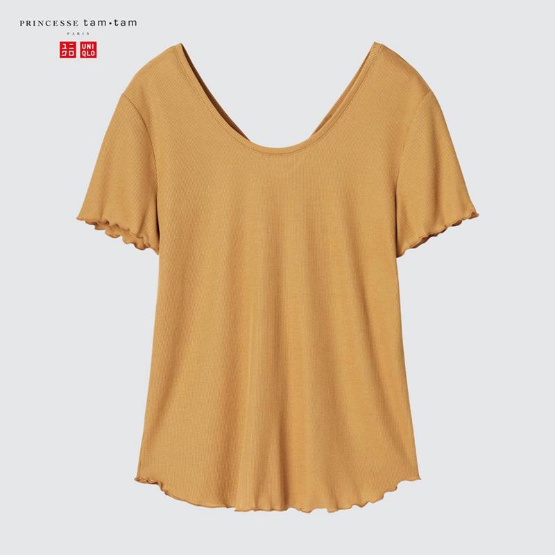 Uniqlo Sheer Lounge Women T-Shirt Brown  US |  KZIM-91857