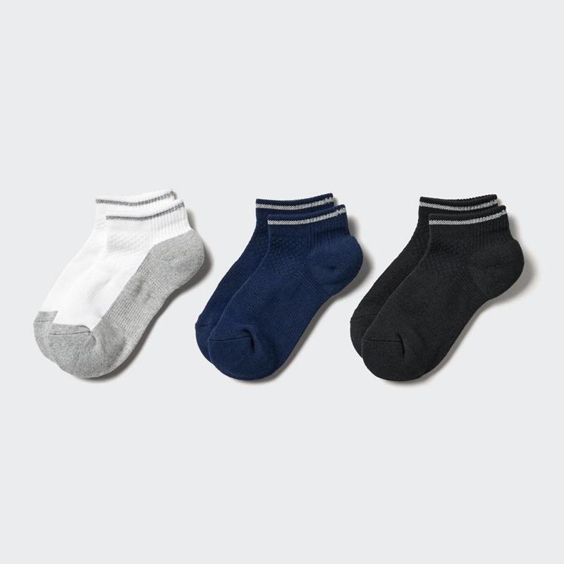 Uniqlo Short (Reflect, 3 Pairs) Kids\' Socks Grey  US |  PMAZ-69327