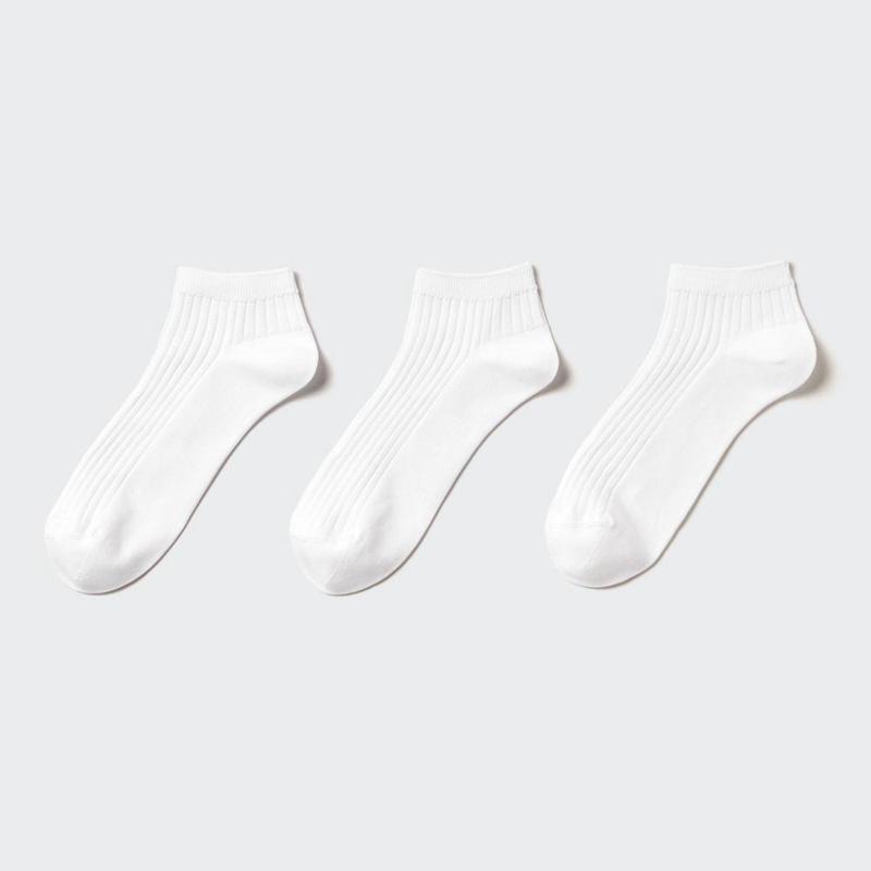 Uniqlo Short (Ribbed, 3 Pairs) Women Socks Tights White  US |  XMBI-21837