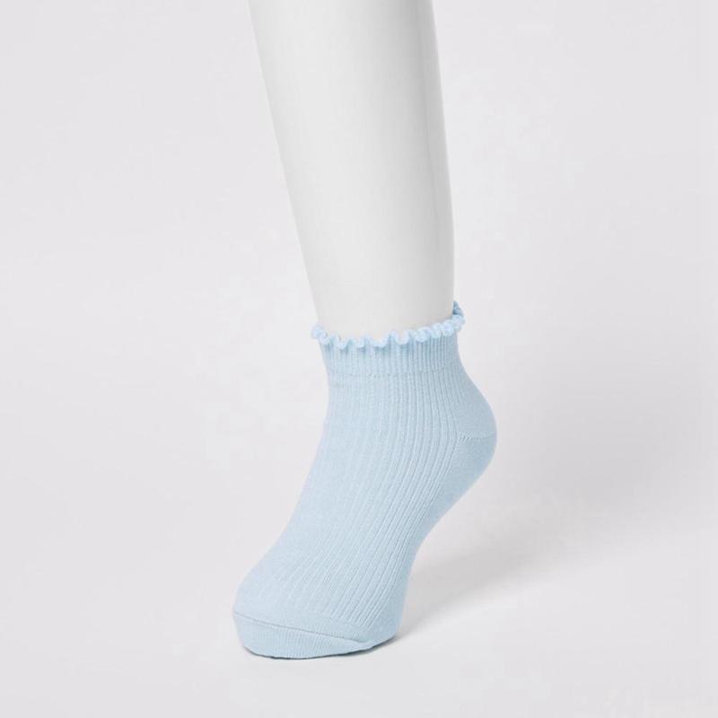 Uniqlo Short (Ribbed, Mellow Stitch, 3 Pairs) Kids' Socks Light Blue  US |  KXWJ-23517