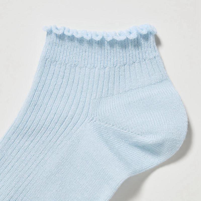 Uniqlo Short (Ribbed, Mellow Stitch, 3 Pairs) Kids' Socks Light Blue  US |  KXWJ-23517