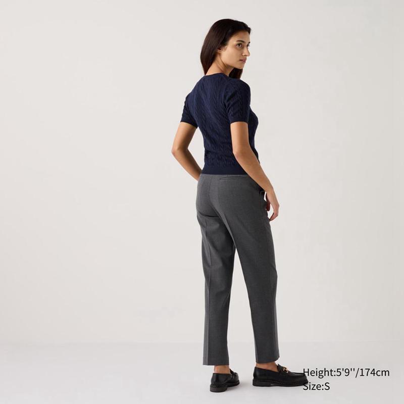 Uniqlo Smart Ankle (Check, Long) Women Trousers Brown  US |  HOZL-09634