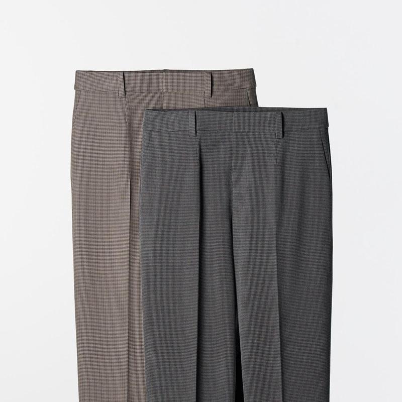 Uniqlo Smart Ankle (Check, Long) Women Trousers Brown  US |  HOZL-09634