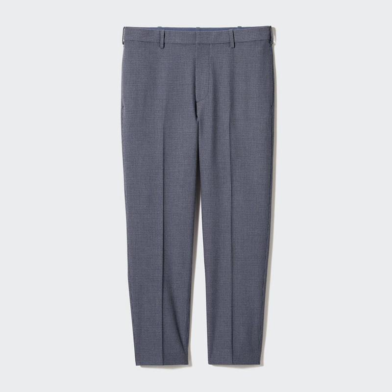 Uniqlo Smart Ankle (Check) Men Trousers Grey  US |  BVPK-89301