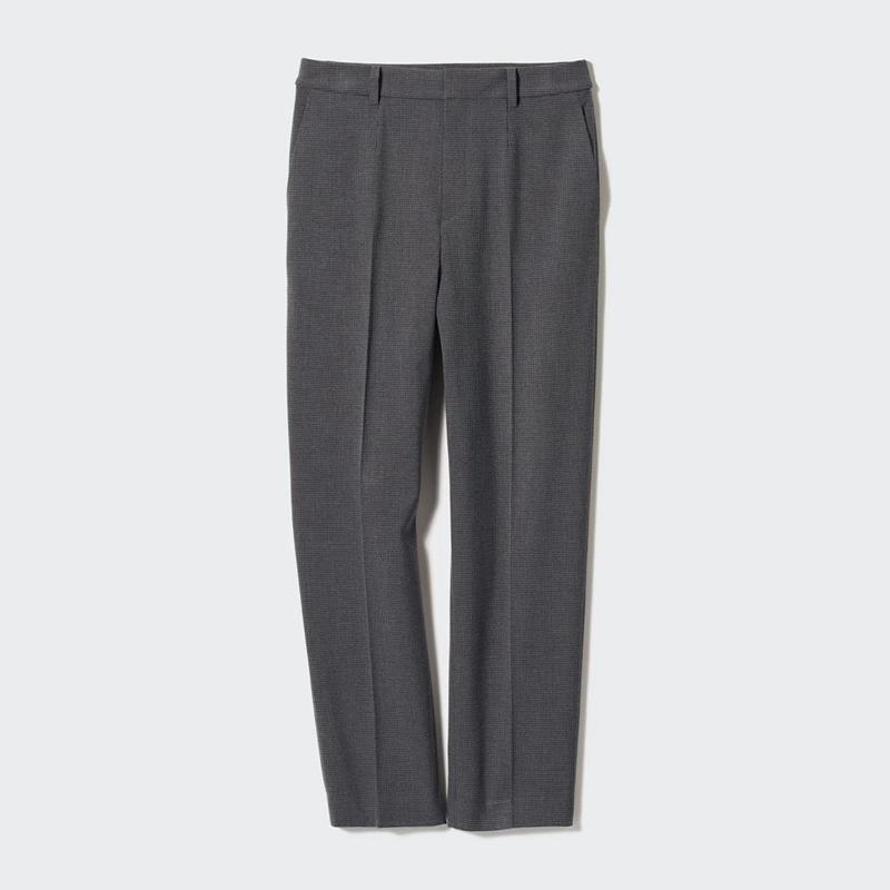 Uniqlo Smart Ankle (Check) Women Trousers Dark Grey  US |  JRDT-72169